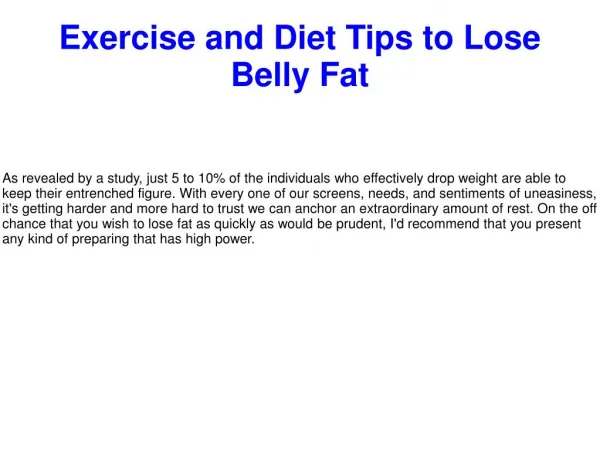 Exercise and Diet Tips to Lose Belly Fat