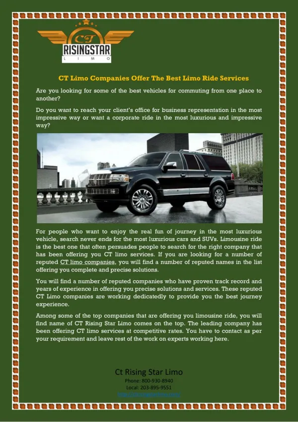 CT Limo Companies Offer The Best Limo Ride Services