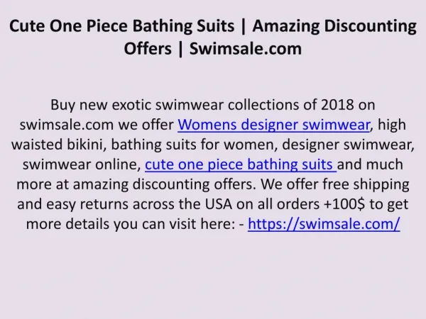 Cute One Piece Bathing Suits | Amazing Discounting Offers | Swimsale.com