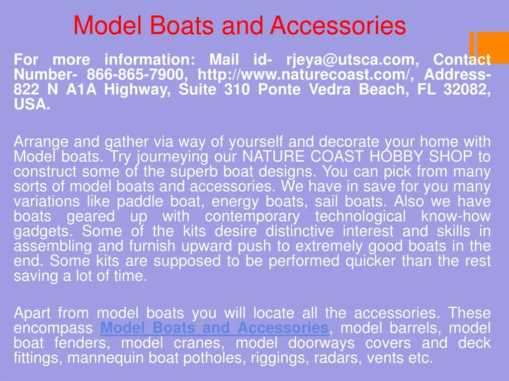 model boats and accessories
