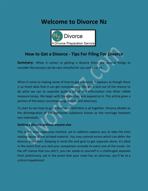 How to get a Divorce at divorcenz