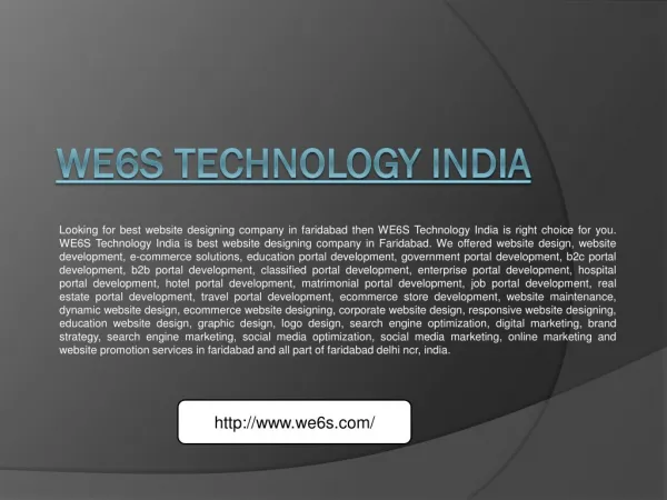 Website Designing Company in Faridabad - WE6S Technology India