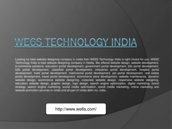 Website Designing Company in Noida - WE6S Technology India