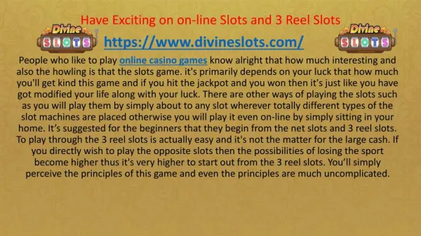 Have Exciting on on-line Slots and 3 Reel Slots