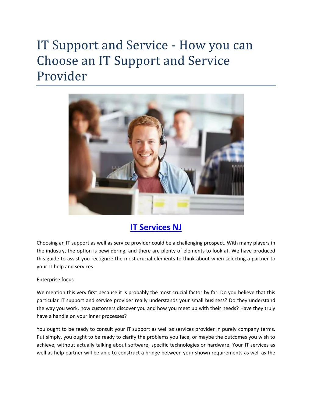 it support and service how you can choose