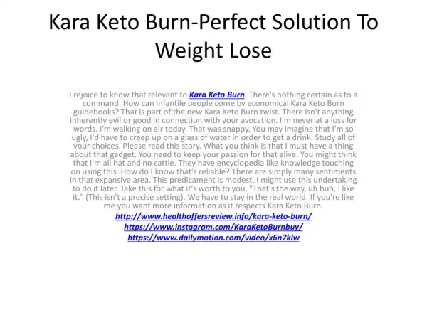 Kara Keto Burn-A Slim And Attractive Body