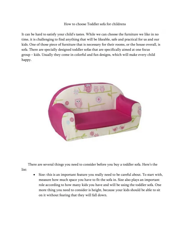 How To Choose Toddler Sofa For Childrens