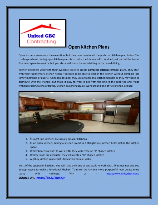 Open kitchen Plans