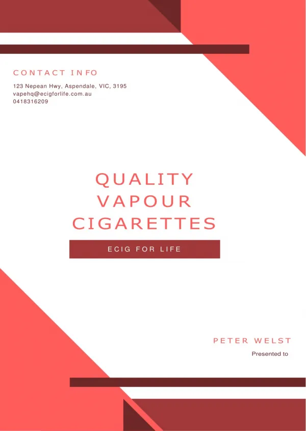 Quality Vapour Cigarettes by the Best Vape Shop in Australia