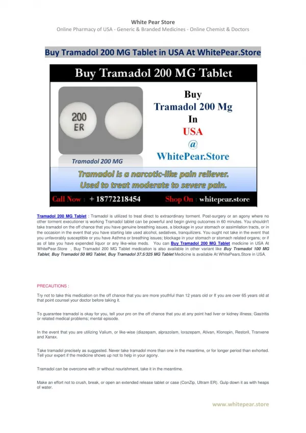 Buy Tramadol 200 MG Tablet