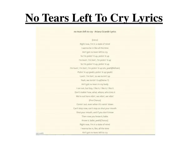 No Tears Left To Cry Lyrics