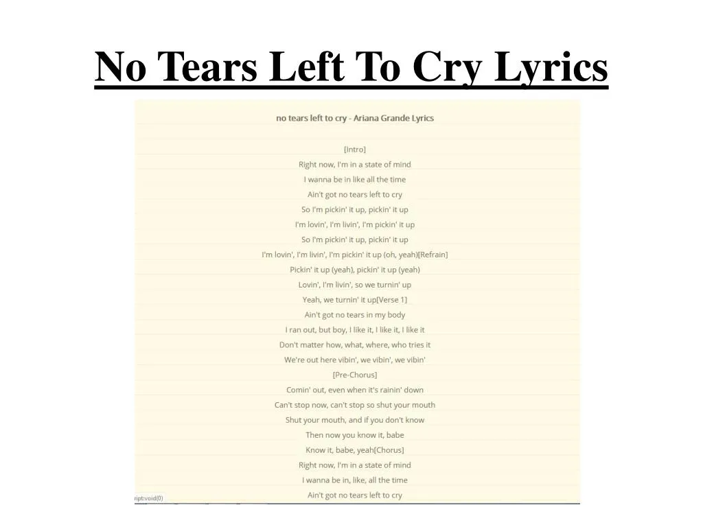 no tears left to cry lyrics