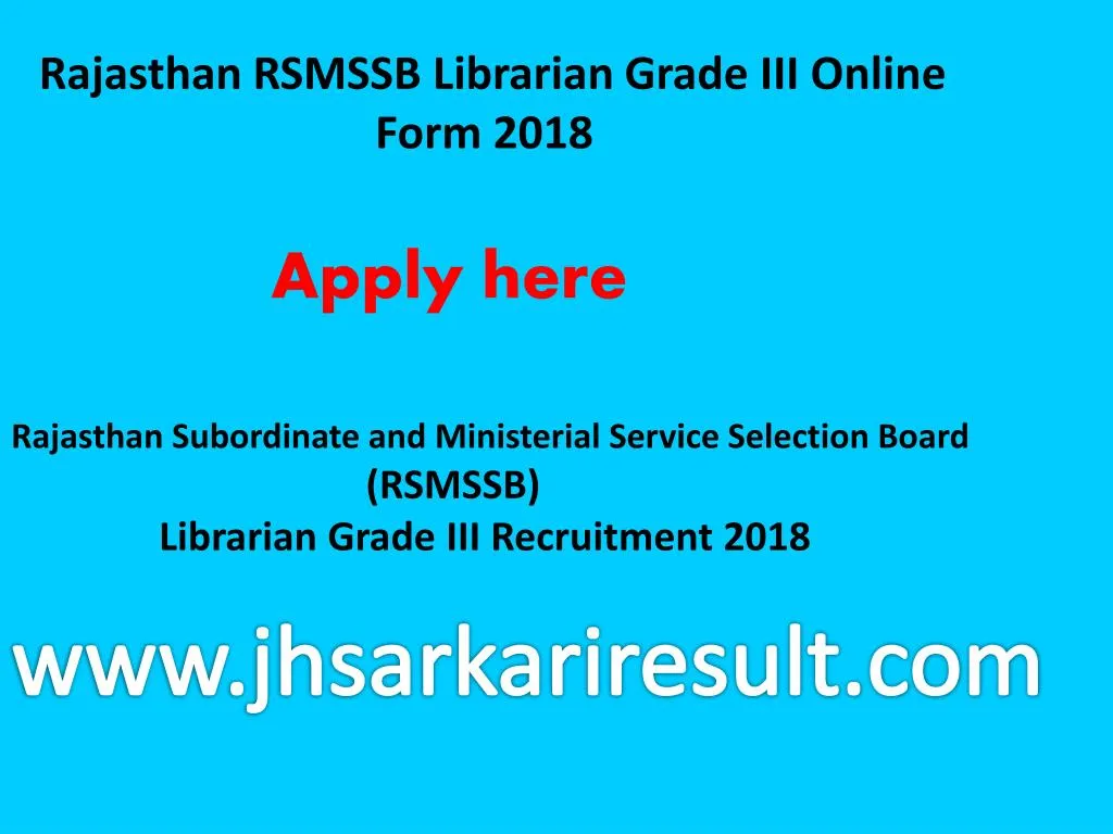 rajasthan rsmssb librarian grade iii online form