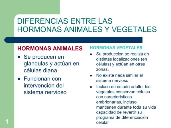 DIFERENCIAS ENTRE LAS HORMONAS ANIMALES Y VEGETALES