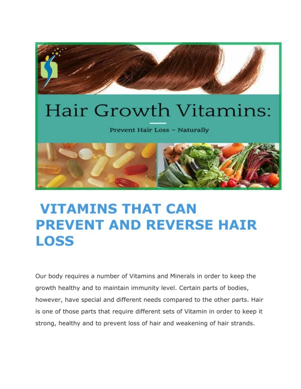 VITAMINS THAT CAN PREVENT AND REVERSE HAIR LOSS