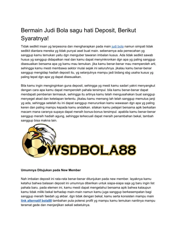 WSDBOLA88 | Link Alternatif Bola88