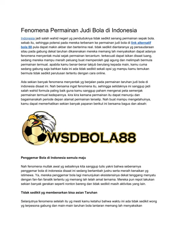 WSDBOLA88 | Link Alternatif Bola 88 |