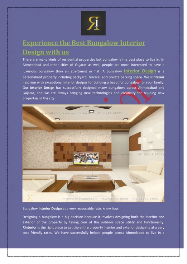 Experience the Best Bungalow Interior Design with us