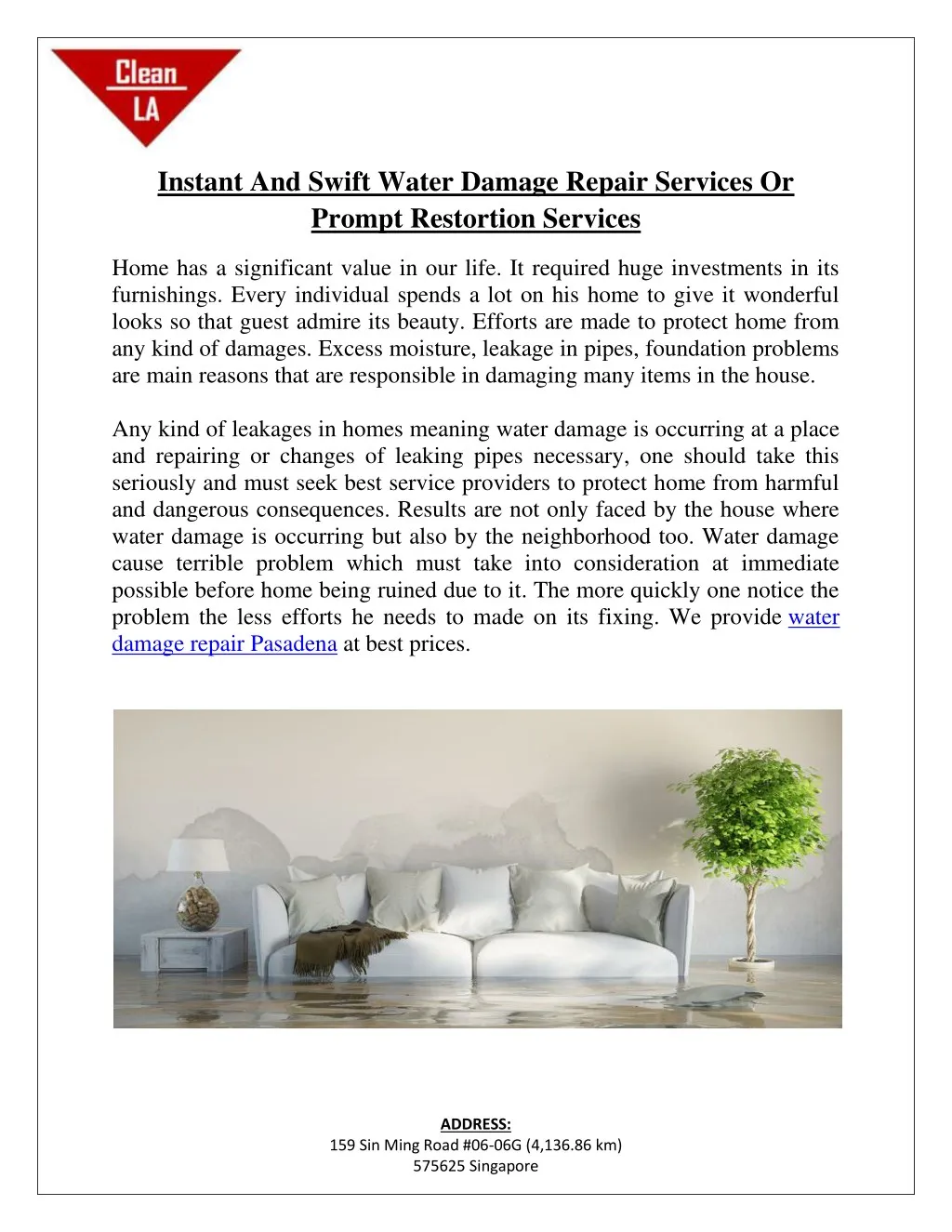 instant and swift water damage repair services