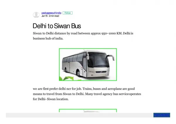 New Delhi to Siwan Bus Service