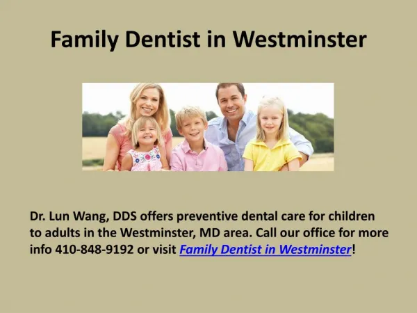 Family Dentist in Westminster