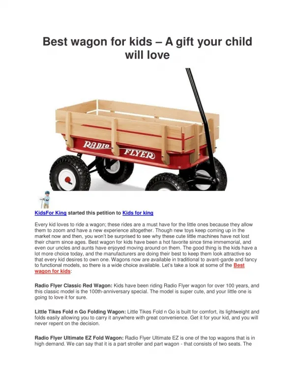 Best wagon for kids â€“ A gift your child will love