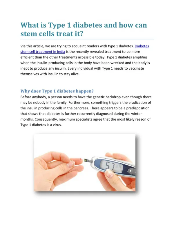 Diabetes stem cell treatment in india