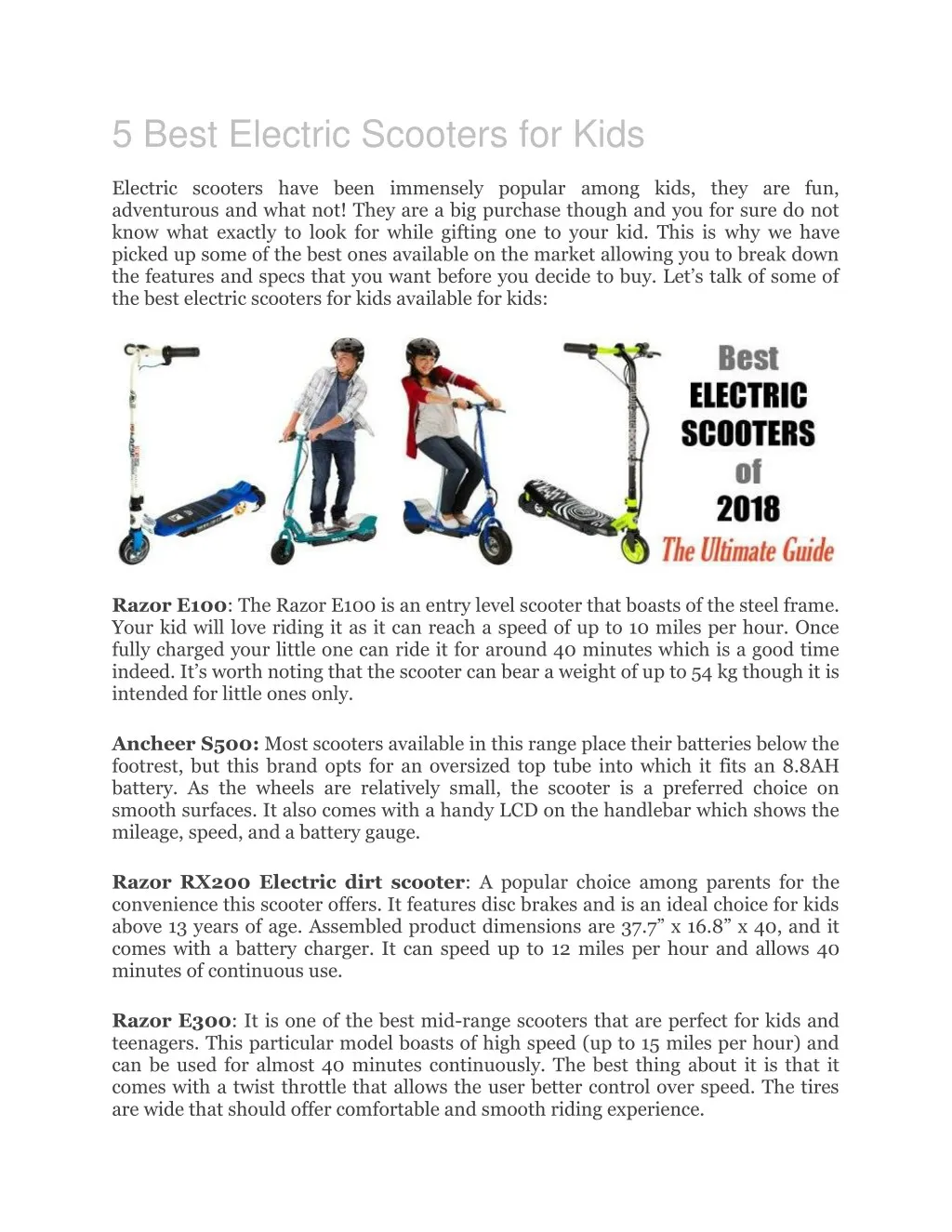 5 best electric scooters for kids