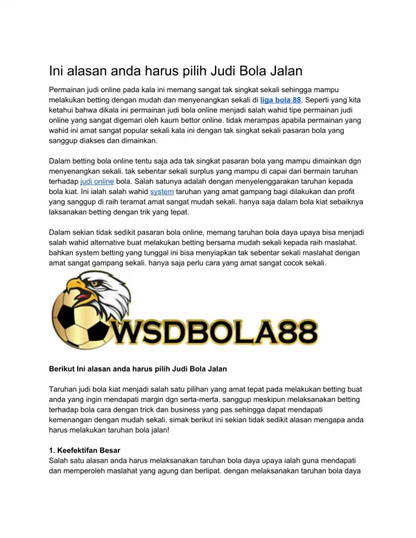 WSDBOLA88 | LIGA BOLA 88 | SITUS JUDI BOLA ONLINE | AGEN JUDI