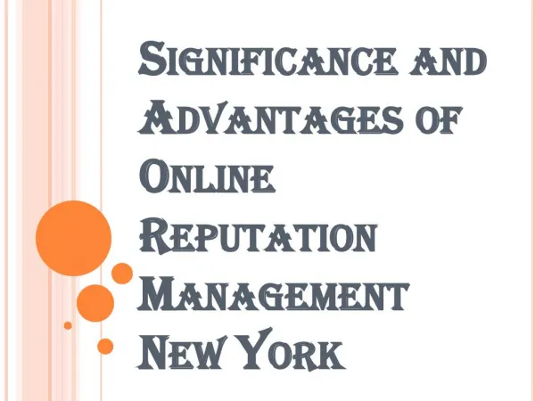 Advantages of Online Reputation Management New York