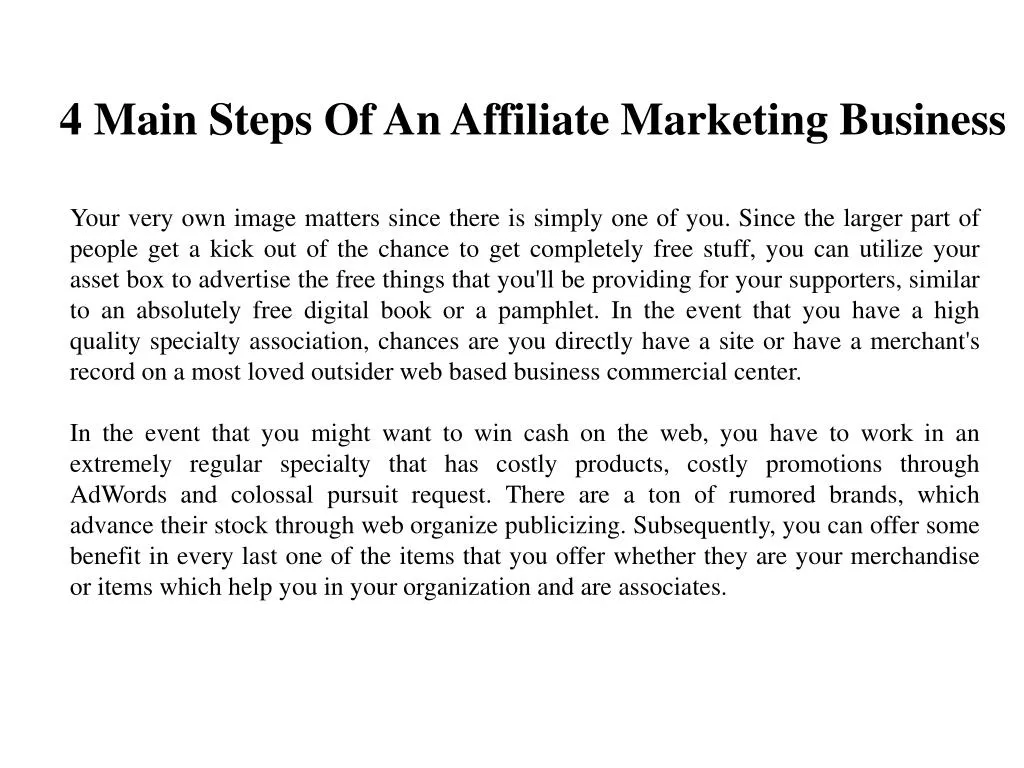 4 main steps of an affiliate marketing business