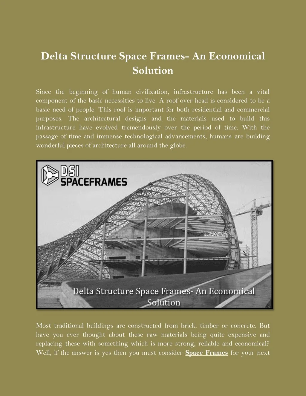 delta structure space frames an economical