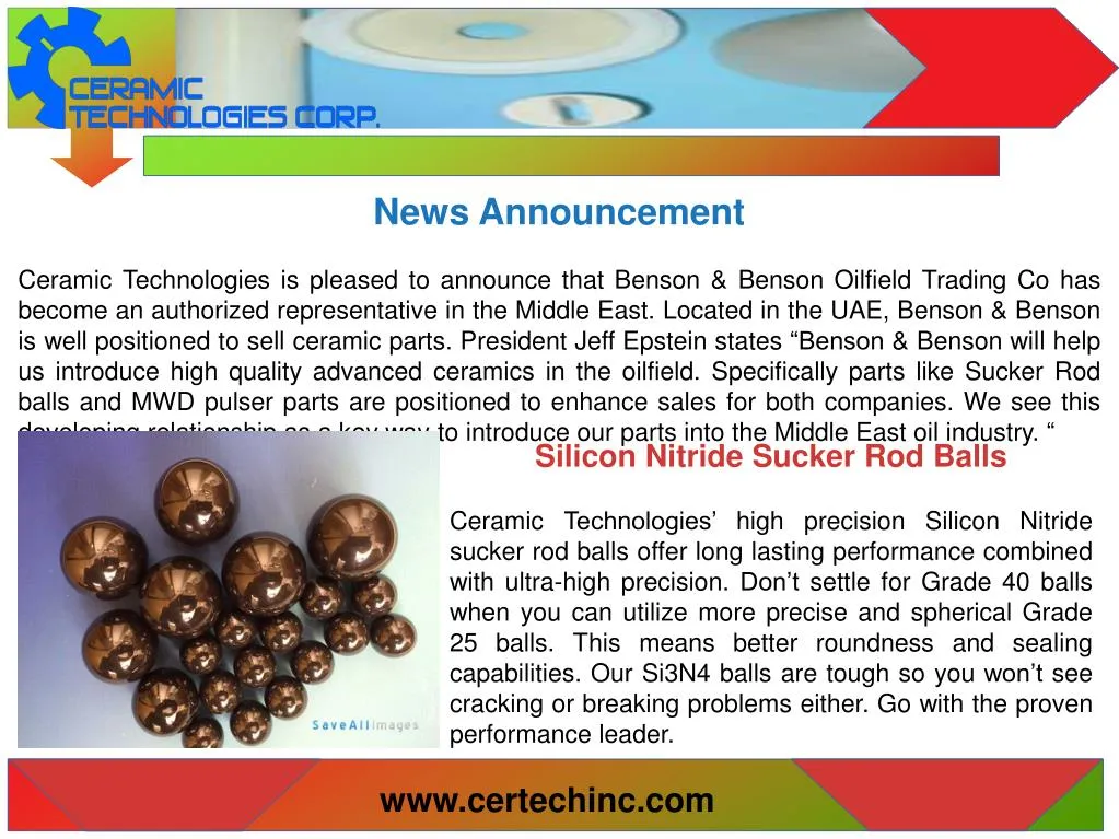 news announcement ceramic technologies is pleased