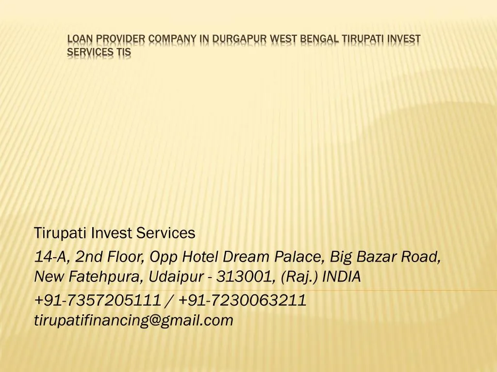 loan provider company in durgapur west bengal tirupati invest services tis