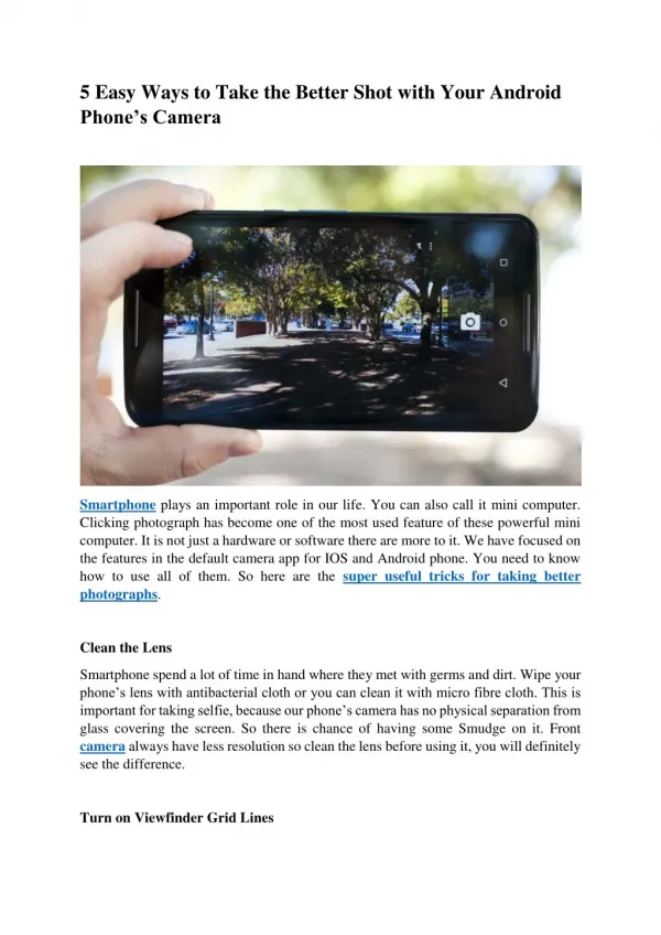 5 Easy Ways to Take the Better Shot with Your Android Phone’s Camera