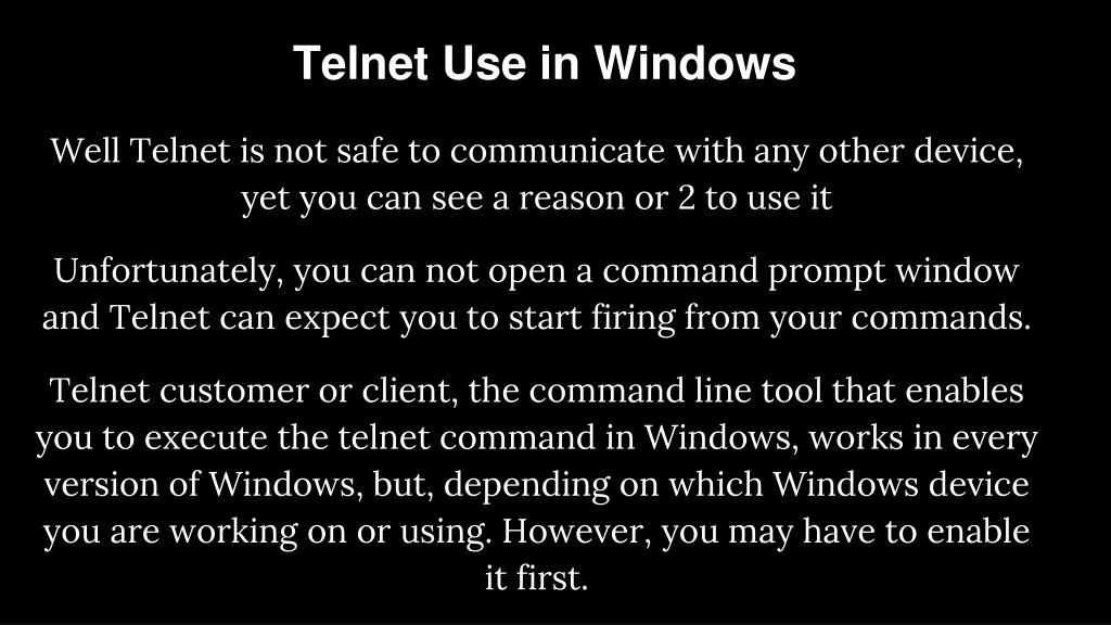 telnet use in windows