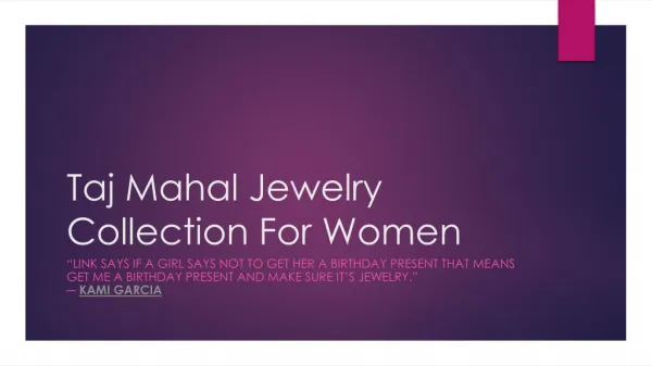 Taj Mahal Jewelry Collection For Women