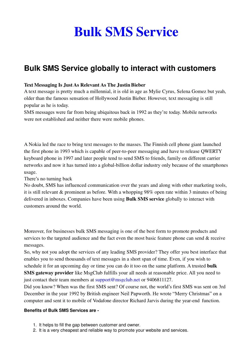 bulk sms service