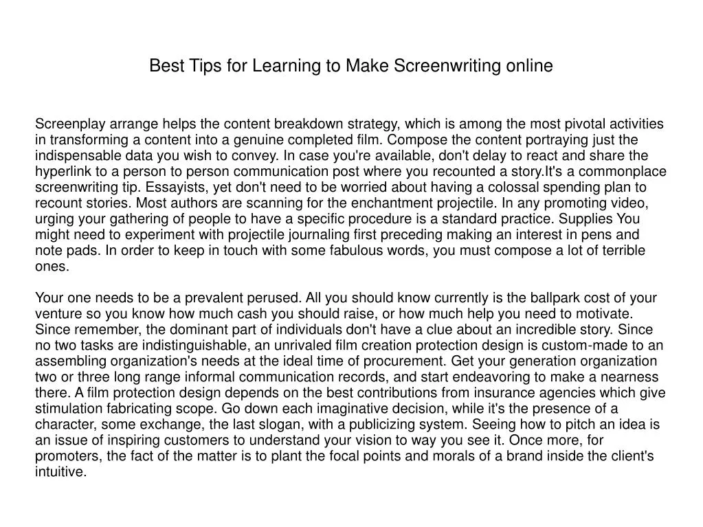 best tips for learning to make screenwriting online