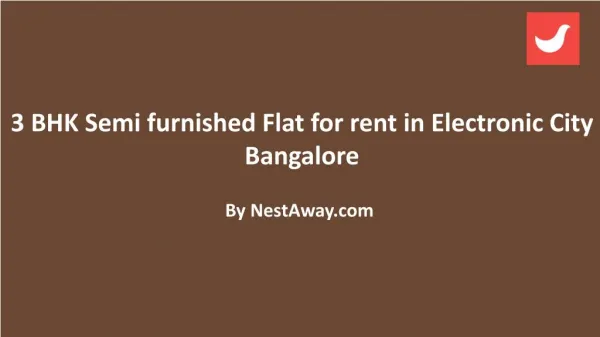 3 BHK Semi furnished Flat for rent in Electronic City Bangalore