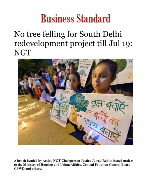 No tree felling for South Delhi redevelopment project till Jul 19: NGT