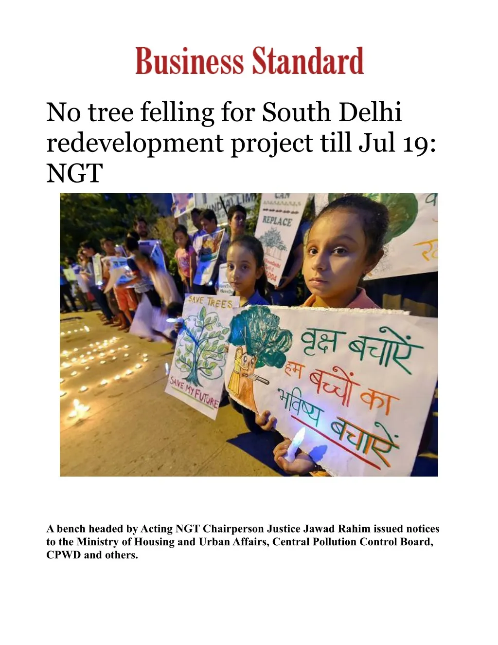 no tree felling for south delhi redevelopment