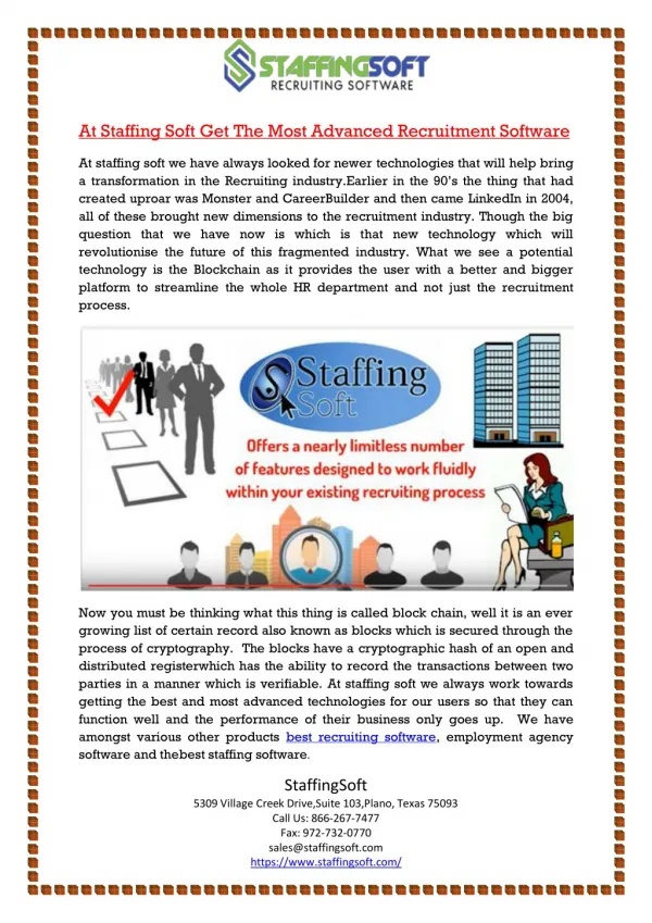 At Staffing Soft Get The Most Advanced Recruitment Software