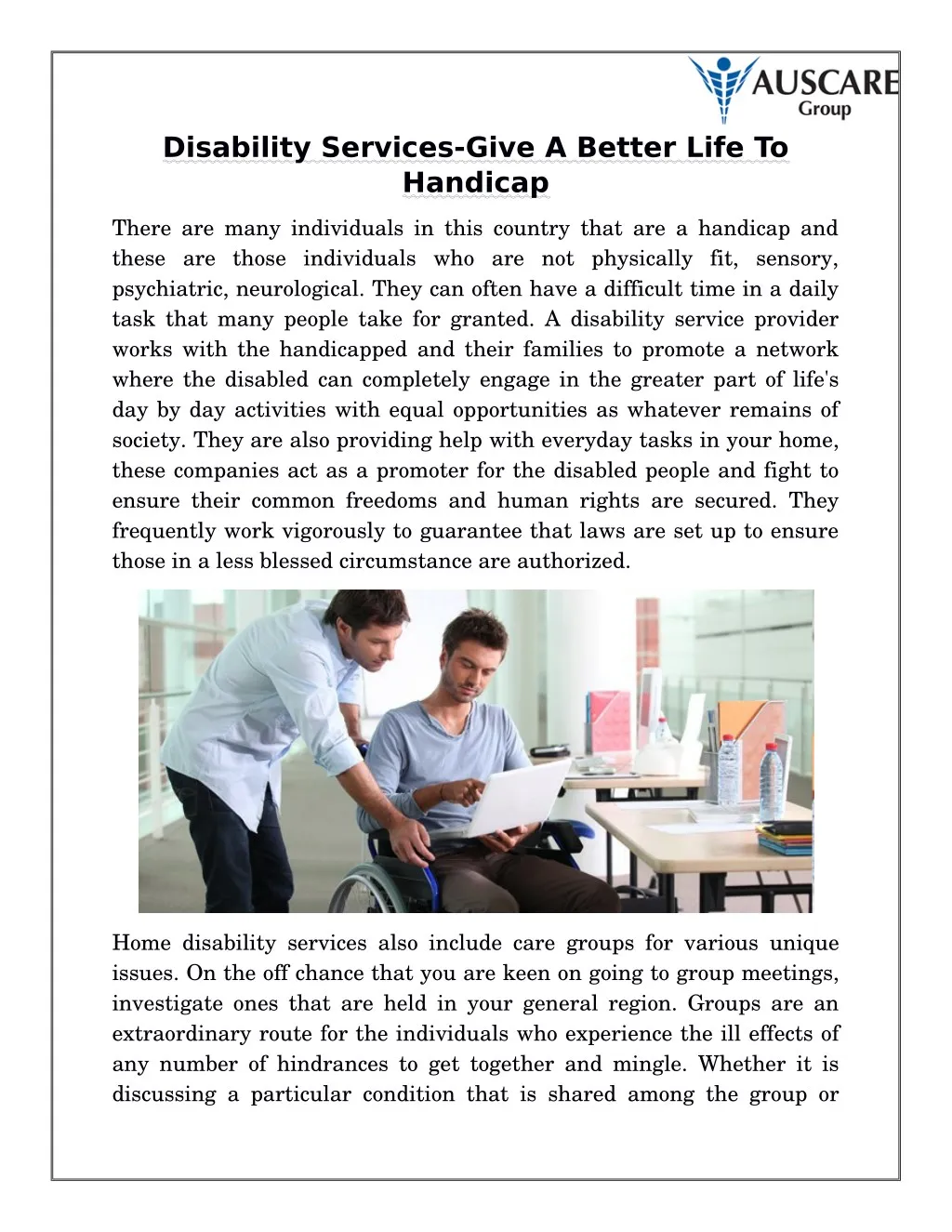 disability services give a better life to handicap