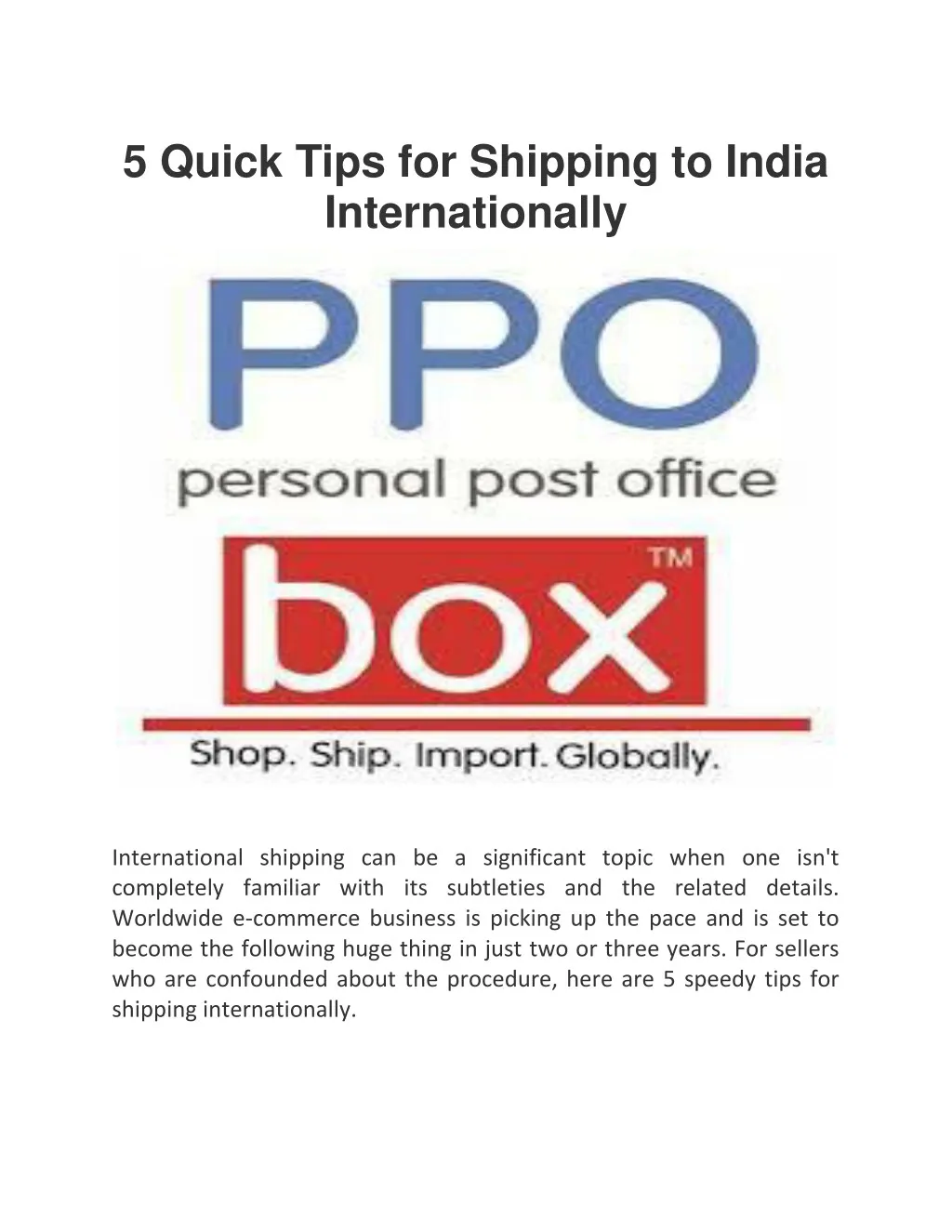 5 quick tips for shipping to india internationally