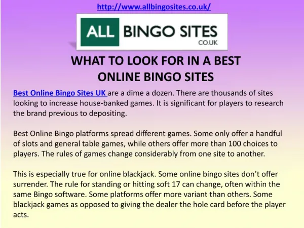 WHAT TO LOOK FOR IN A BEST ONLINE BINGO SITES
