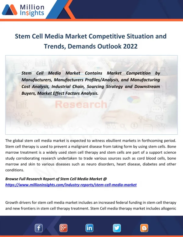 Stem Cell Media Industry Sales Area and Its Competitors, Product Category by 2022