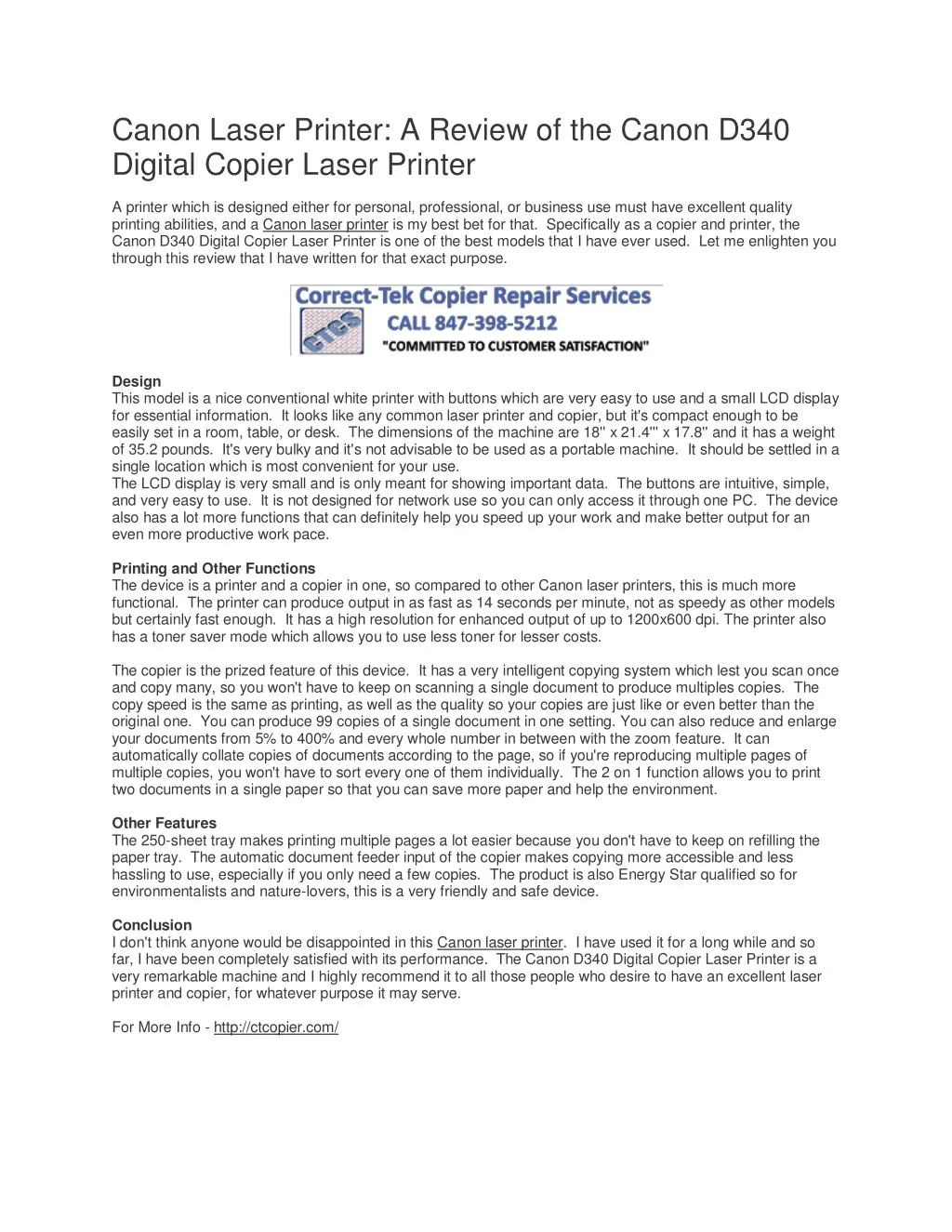 canon laser printer a review of the canon d340