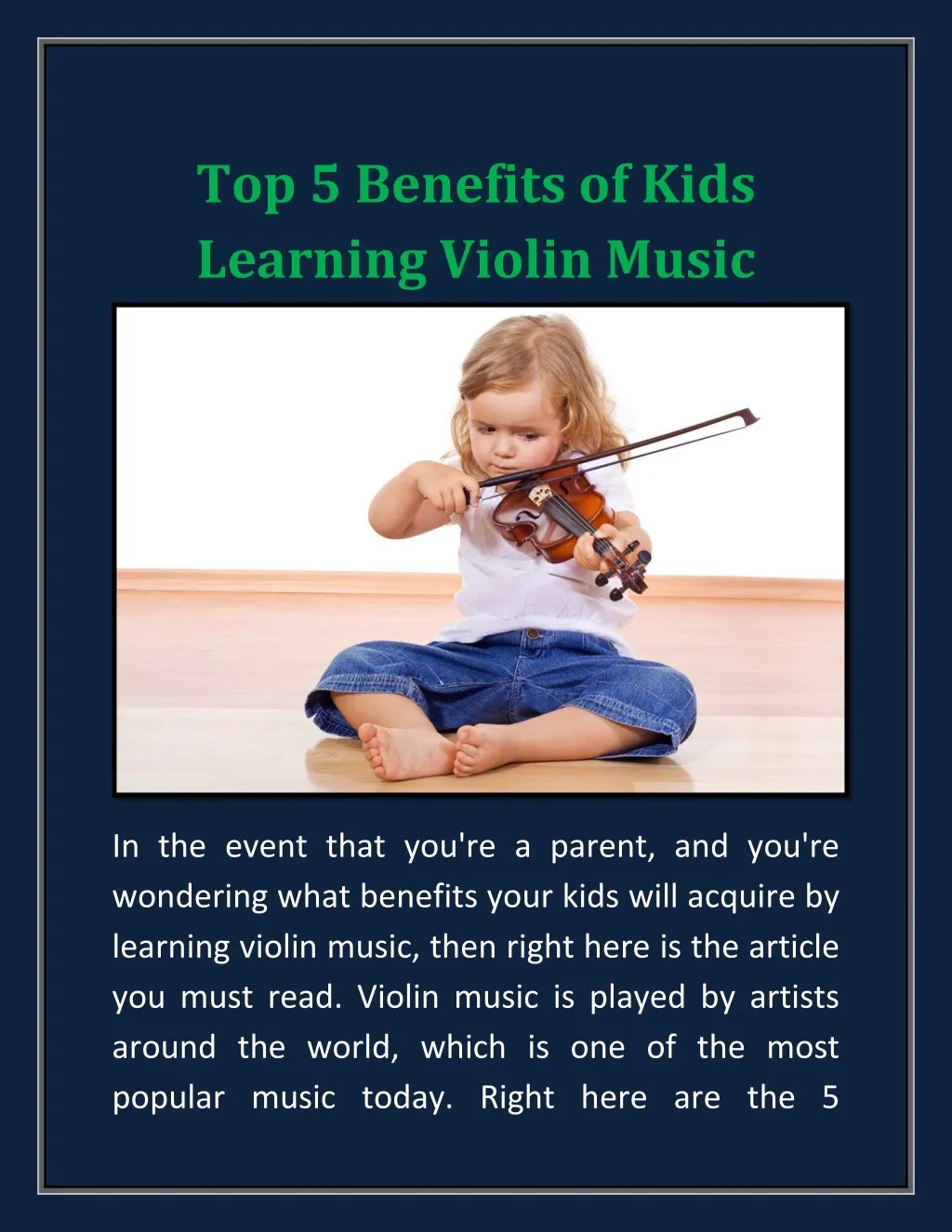 top 5 benefits of kids learning violin music