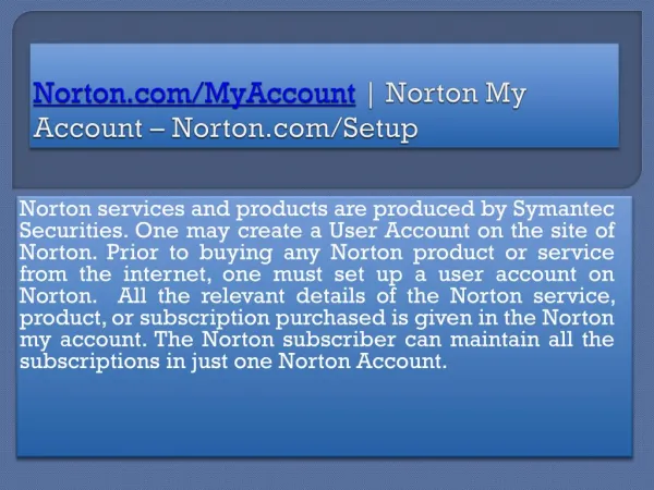 Norton com/MyAccount | Norton My Account